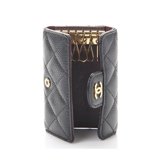 chanel caviar key holder|CHANEL Caviar Quilted 6 Key Holder Black .